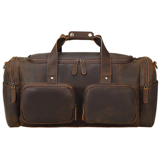 Full Grain Leather Duffle Bag, Travel Bag, Sizehoulder Bag