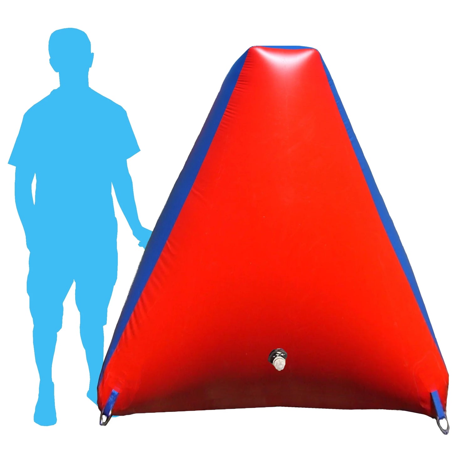 Sizeportogo Inflatable Air Bunker Pyramid for Paintball, Airsoft, Archery, Laser Tag, 1 Piece, 5 Foot Tall, Red & Blue