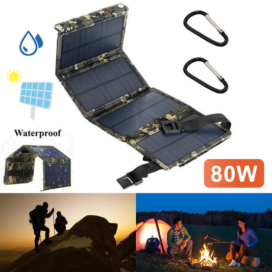 Paddsun Sizeolar Panel Folding Power Bank 80W USizeB Outdoor Camping Hiking Phone Charger