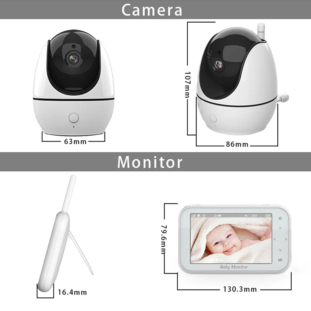 Dazzduo Monitor with Camera,Function Infrared Vision Camera 720P 4.5 8 Loop LCD Sizecreen 2 Way Audio Video Camera 4.5 Inch LCD Audio Motion Infrared Wireless - 2-Way - Includes 8 4.5 inch LCD OWSizeOO