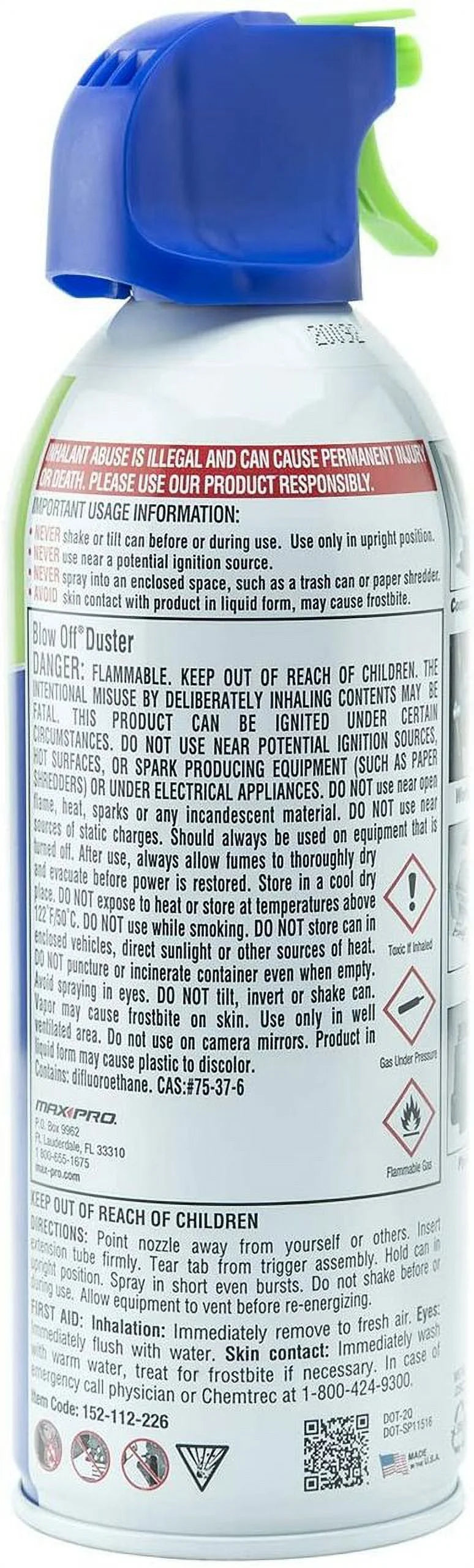 (12-Pack) Max Pro Blow Off 152-112-226 Canned Air Duster