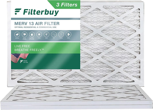 Filterbuy 24x36x1 MERV 13 Pleated HVAC AC Furnace Air Filters (3-Pack)