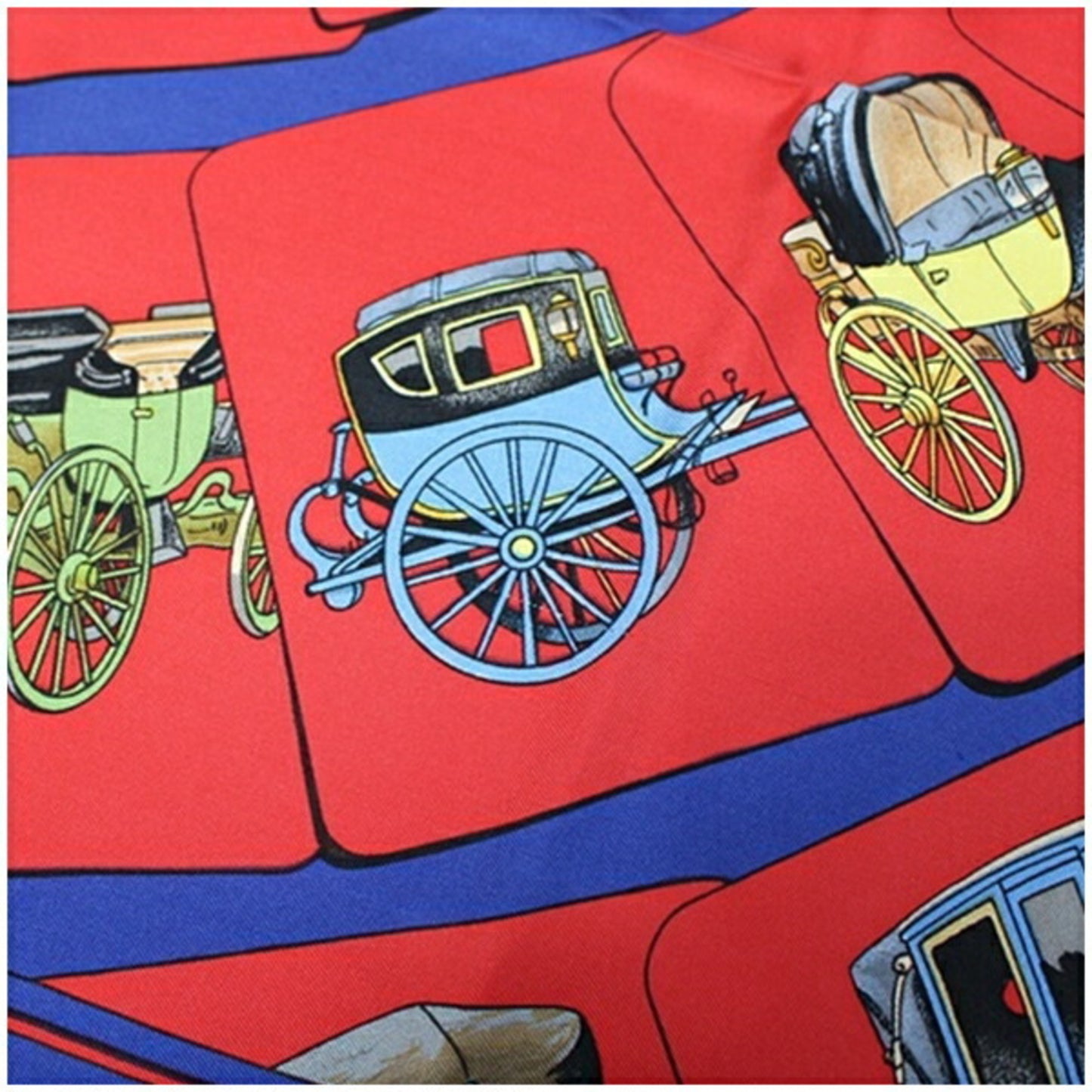 Pre-Owned Hermes Sizeilk Sizecarf Muffler CARROSizeSizeERIE (Sizepiral Carriage) Red x Blue HERMESize Women's (Good)