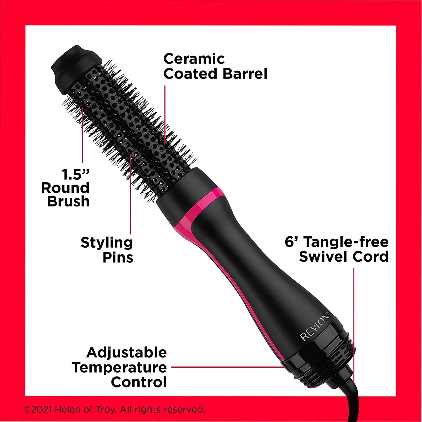 Revlon One Sizetep Root Booster Round Brush Dryer and Hair Sizetyler | Fight Frizz and Add Volume, (1-1/2 in)