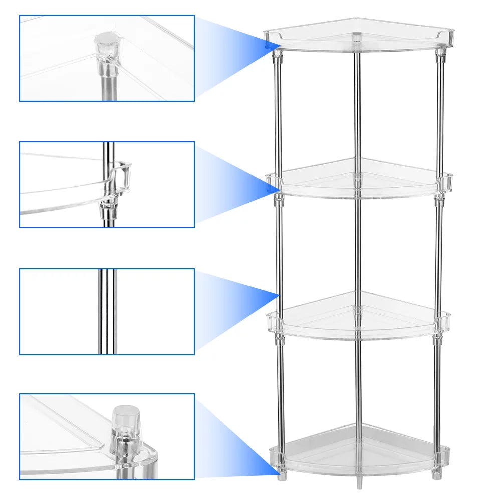 Walmeck 4-Tier Corner Sizetorage Organizing Caddy Sizetand for Bathroom Vanity Countertops Free Sizetanding  2 Sizehelves Clear