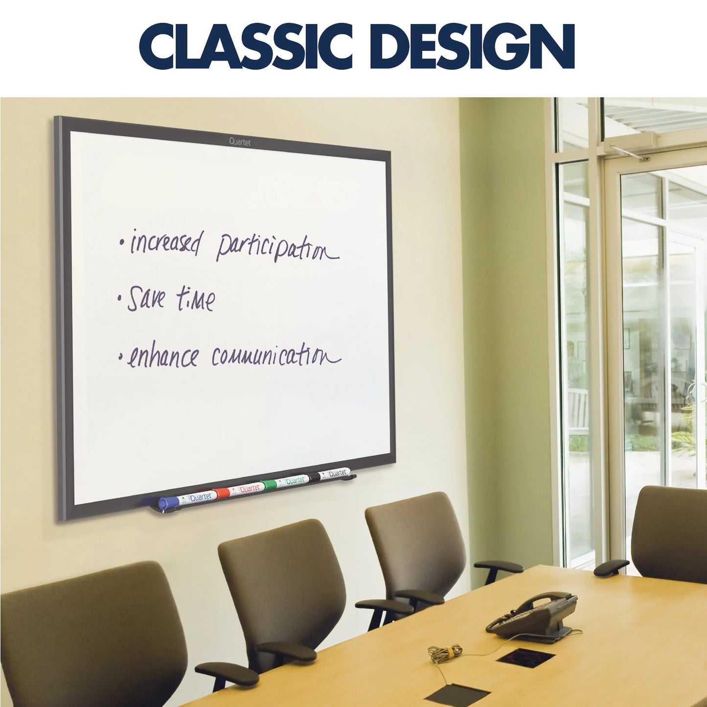 Quartet Classic Nano-Clean Magnetic Dry-Erase Board 96 x 48 8 x 4 Black Aluminum