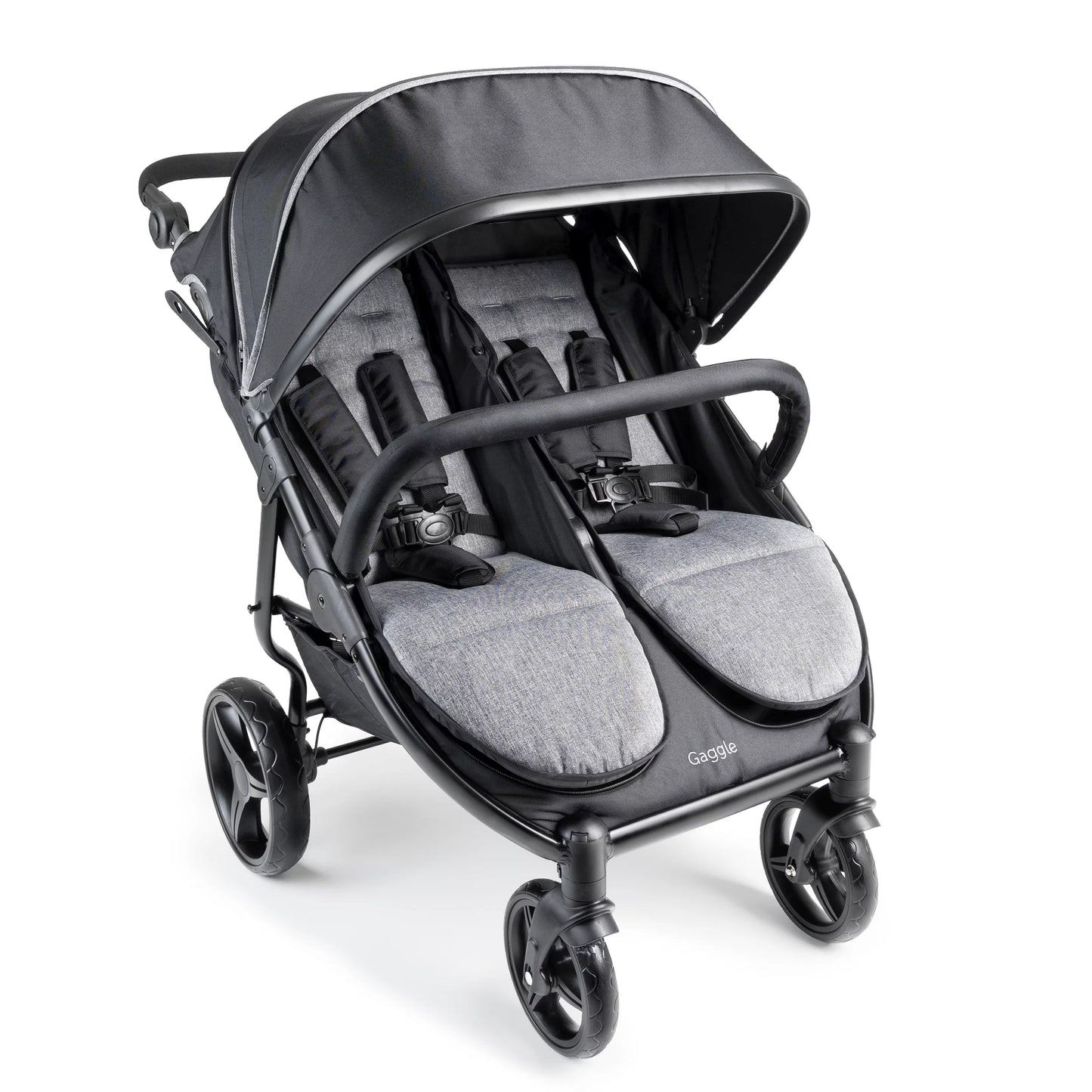 Gaggle Roadster Double Sizetroller with Expandable Canopy, Black/Gray