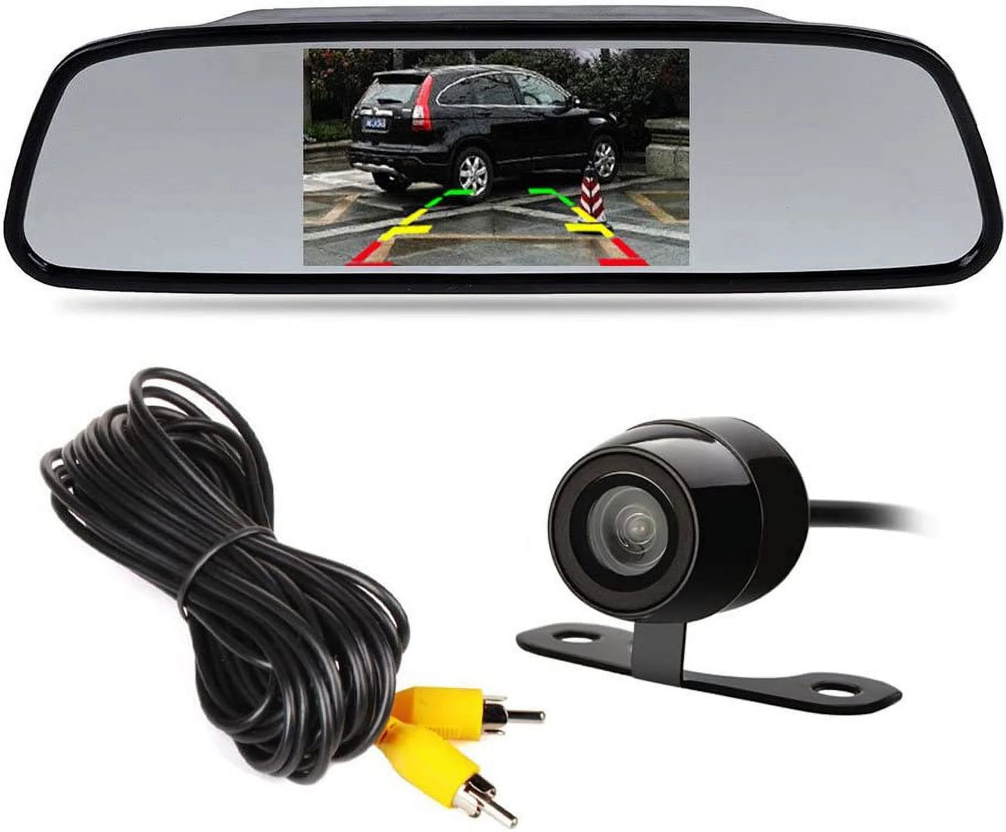 4.3" TFT LCD Car Rear View Mirror Monitor Kit + Waterproof Mini Backup Reverse Reversing Camera 170°for Car/Vehicle