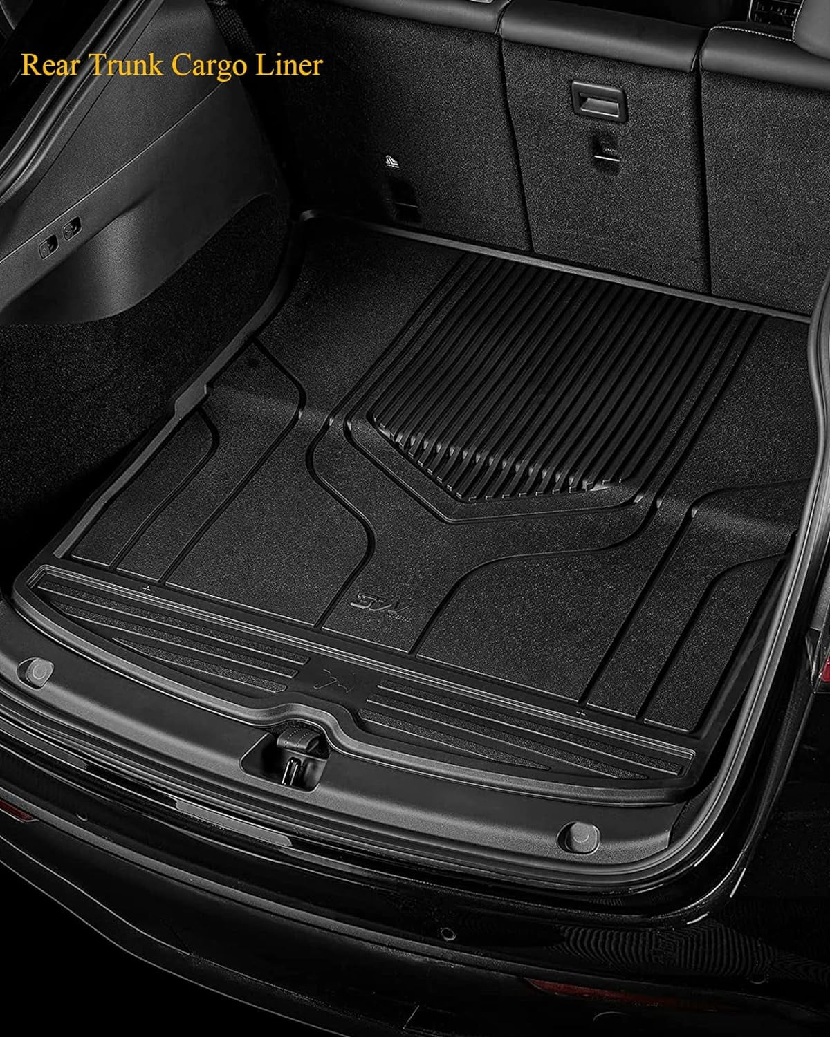 3W Trunk Mat for Tesla Model Y 2020-2023 TPE All Weather Black Car Floor Mat Custom Fit Cargo Liner