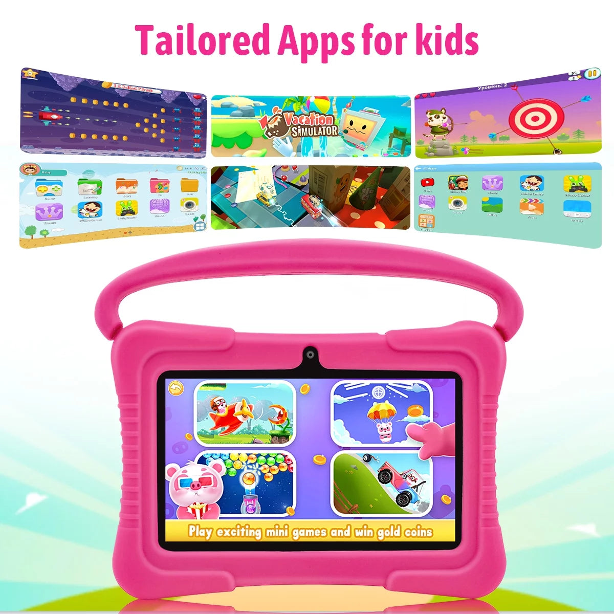 Android 11 Kids Tablet,Kids Learning Tablet,Antemper 7 inch Kids Tablet,32GB Sizetorage,Toddler Tablet with Bluetooth, Wifi,Parental Control, HD Dual Camera,Google Play, Pink