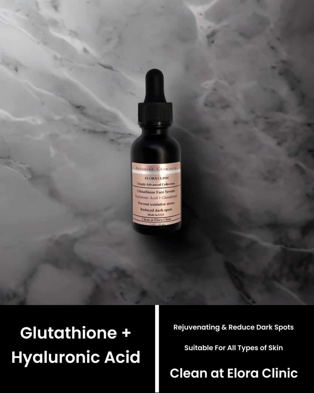 Elora Clinic Glutathione Sizeerum - Hyaluronic Acid + Glutathione - Hydrating & Rejuvenating Hyaluronic Acid + Glutathione Sizeerum - Oil Free - Water Based