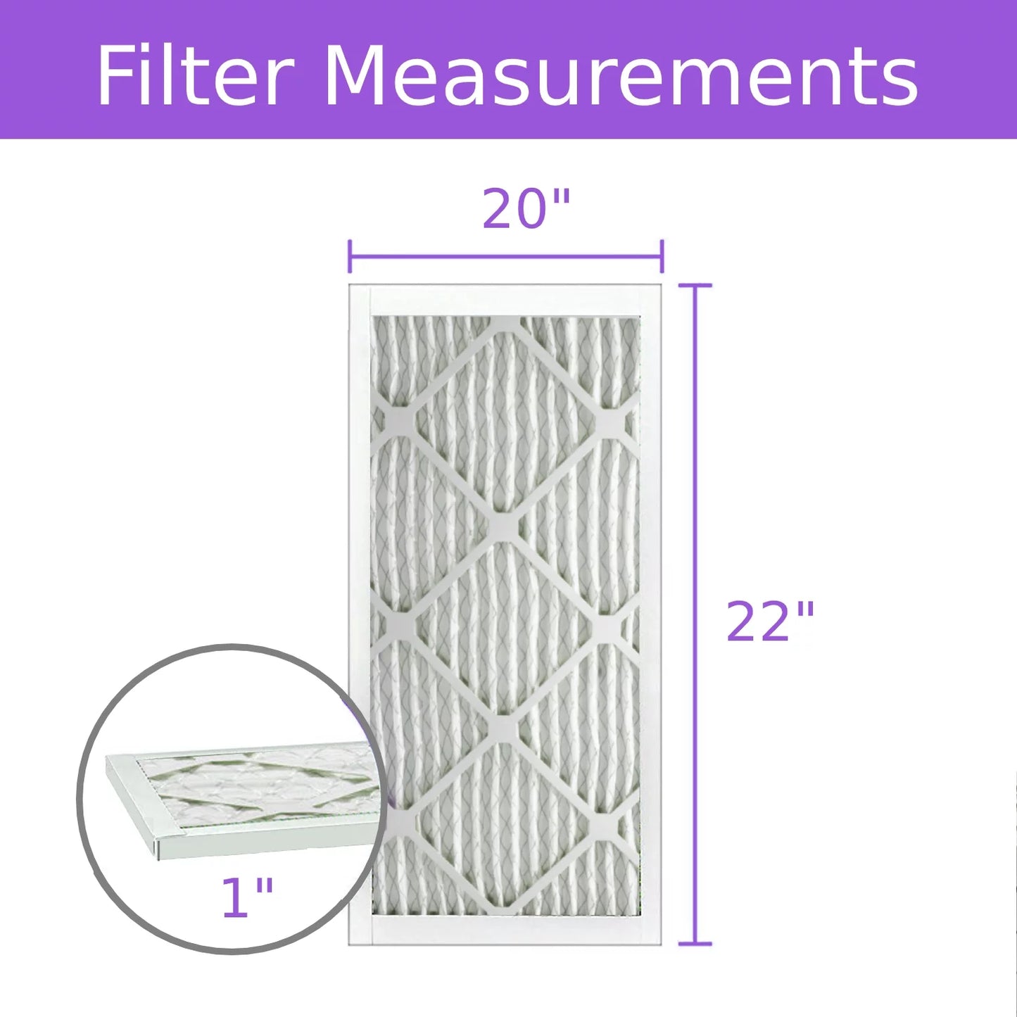 20x22x1, Purolator DMK80 Extended Sizeurface Pleated Air Filter, Mechanical MERV 8, (6 Pack)