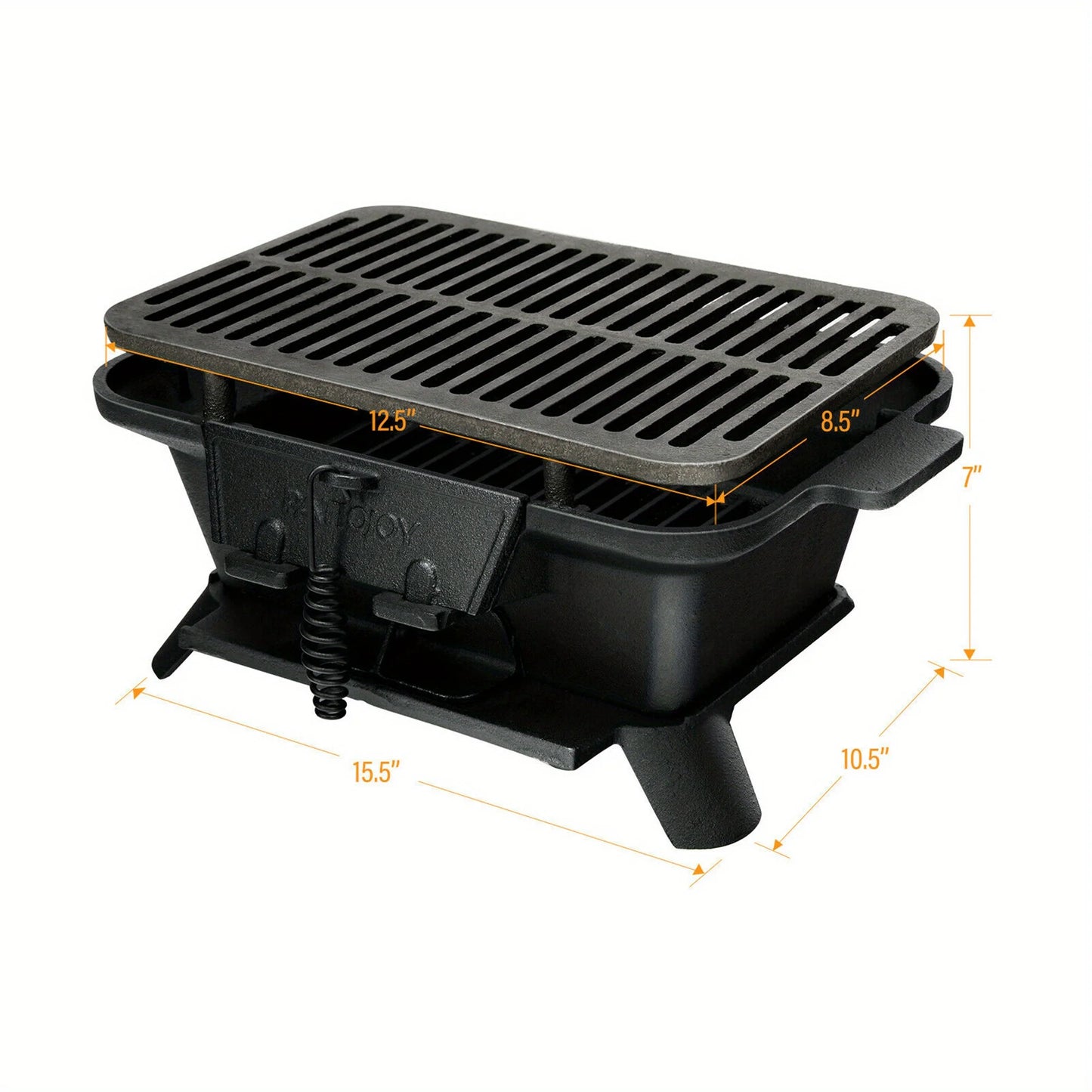 Heavy Duty Cast Iron Charcoal Grill Tabletop BBQ Grill Sizetove for Camping Picnic