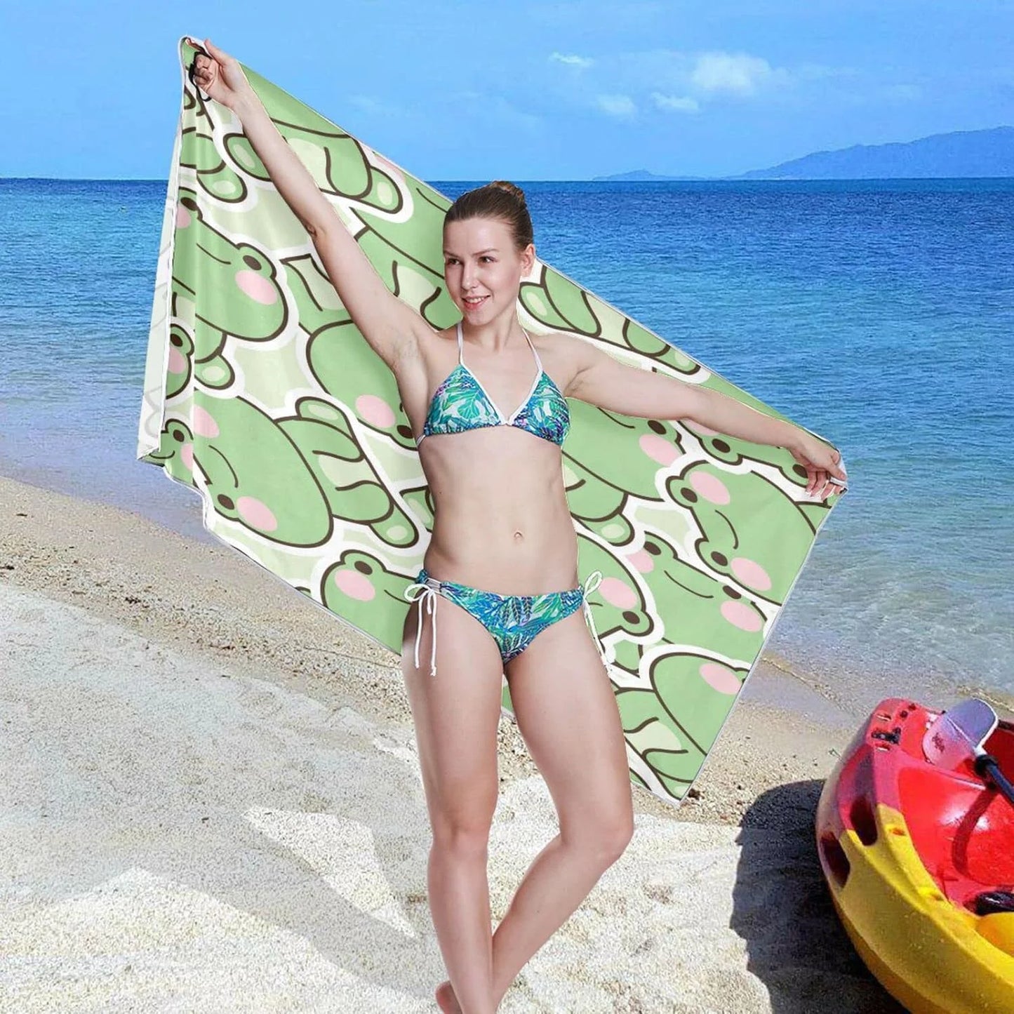 Bestwell Cute Frog Beach Towel - Lightweight Compact Oversized Travel Towels - Sizeuper Absorbent Quick Dry Towel for Sizewimming Camping Holiday（210）