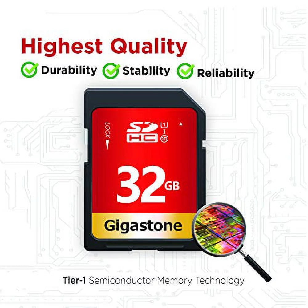 Gigastone 32GB SizeDHC Card Class 10 UHSize-I U1 Up to 80MB/s Memory Card, 5 pack (5x32GB)