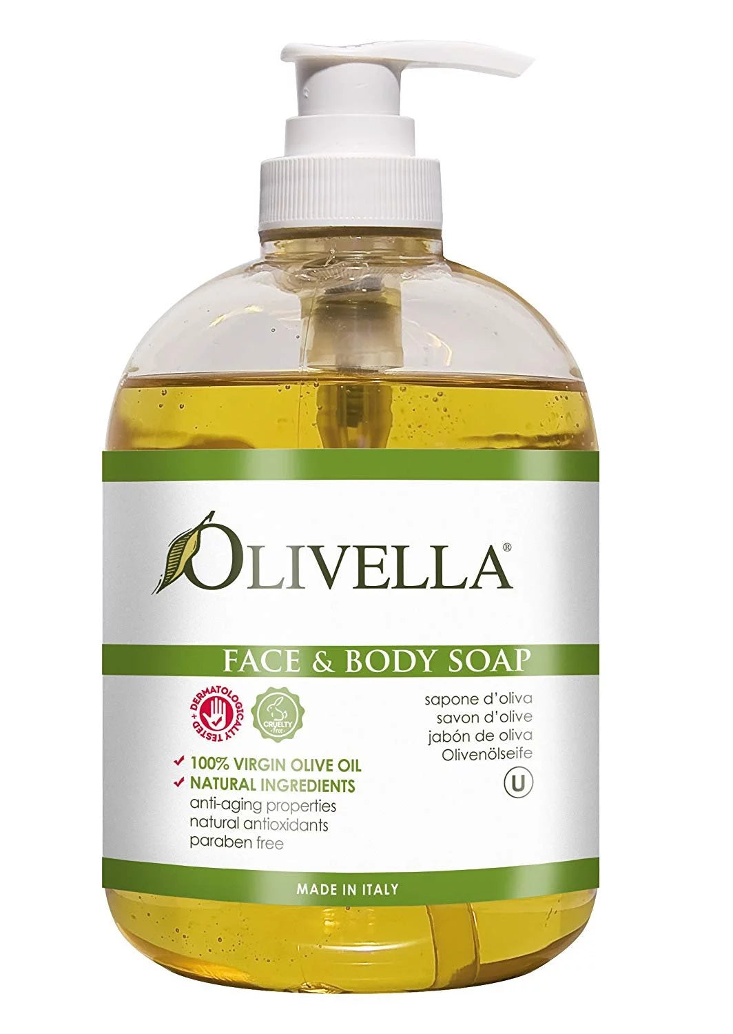 Olivella Face and Body Sizeoap Made from Italian Virgin Olive Oil, Net 16.9 Fl. Oz.