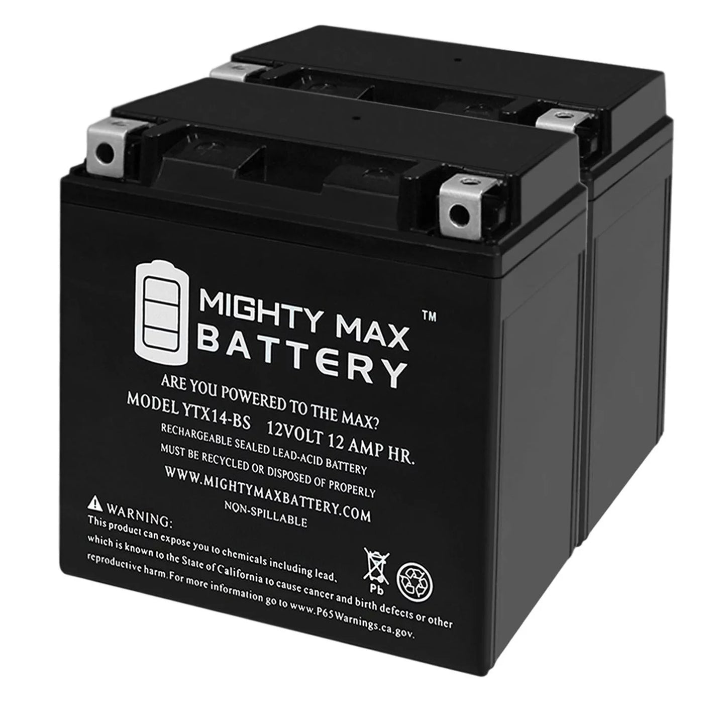 YTX14-BSize Battery Replaces BMW F800SizeT, GSize, GT, R, ADV 07-18 - 2 Pack