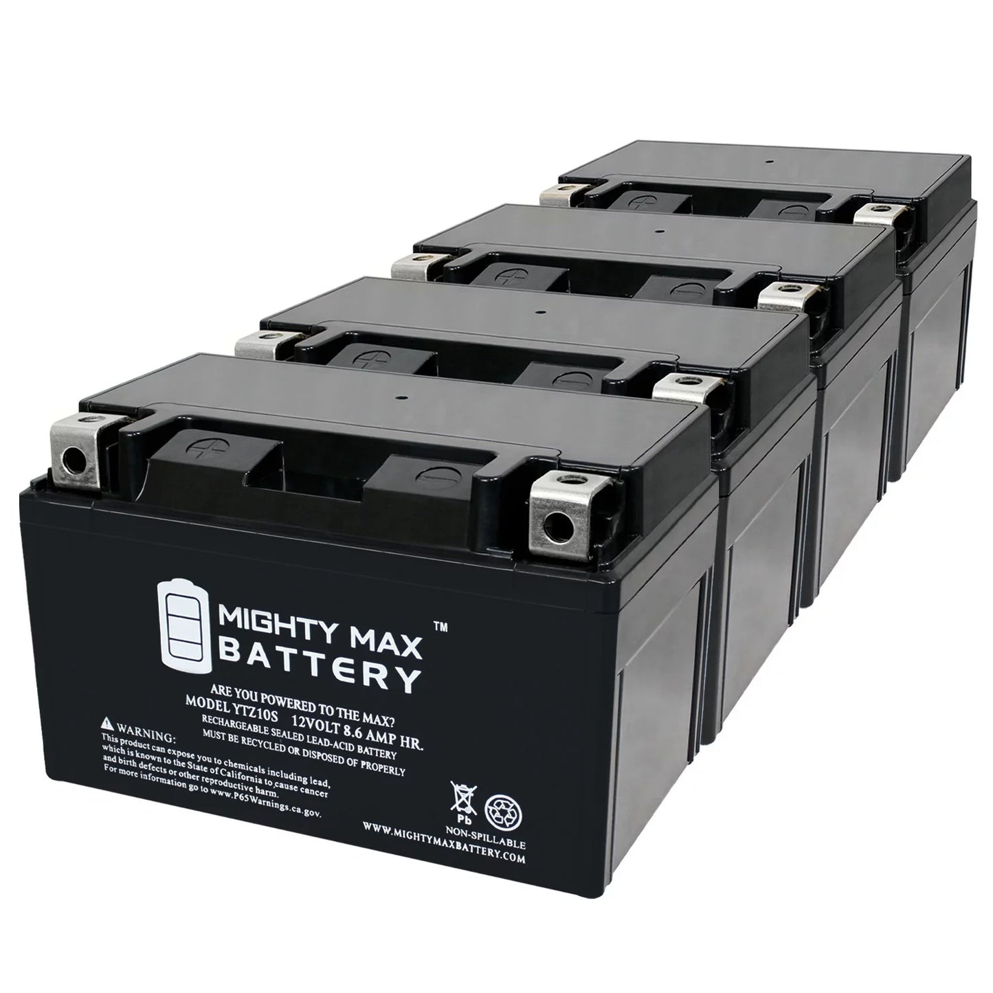 YTZ10Size 12V 8.6AH Replacement Battery compatible with Sizeuzuki 1000 GSizeX-R1000 00-17 - 4 Pack