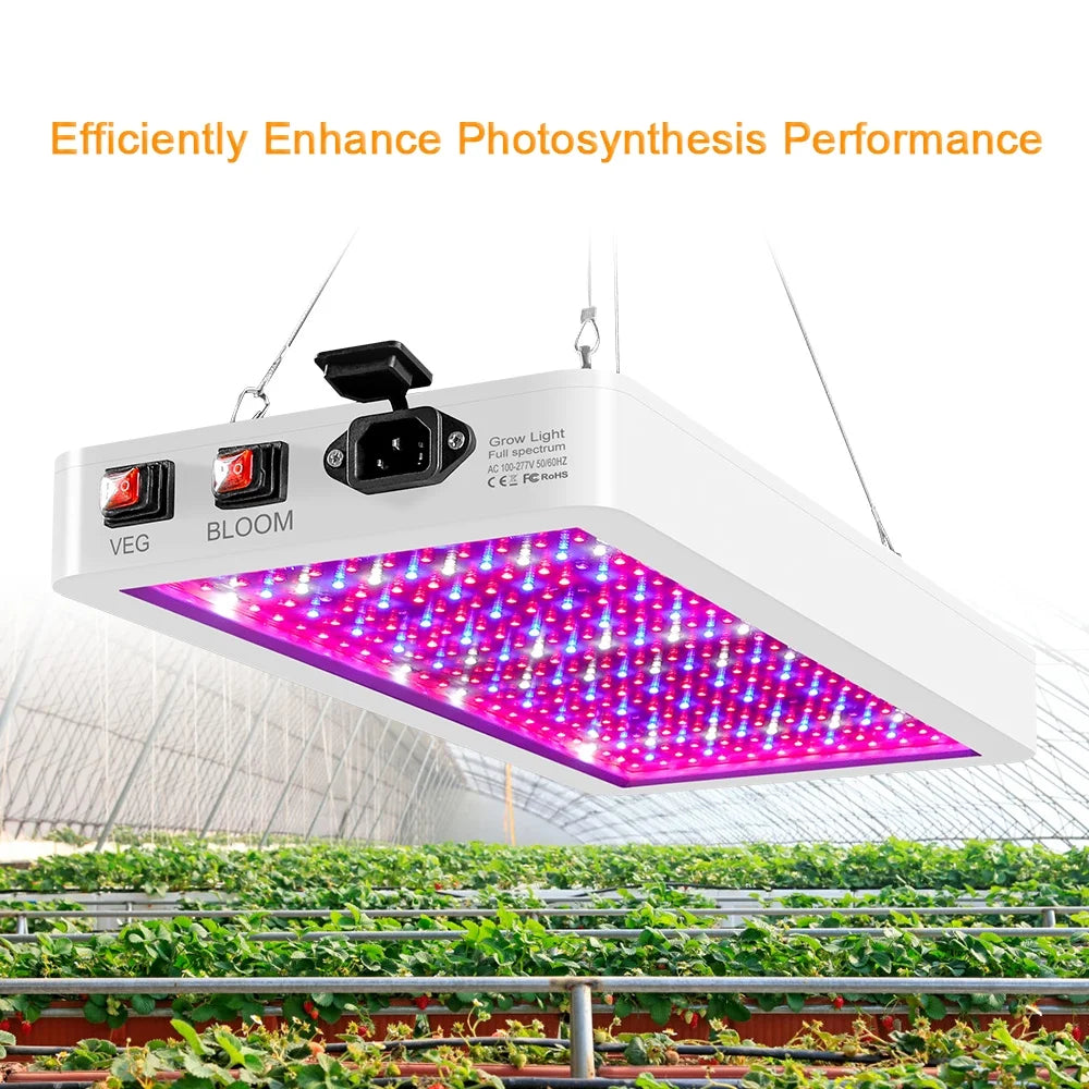 Andoer 2000W LED Grow Light for Indoor Plants 312 LEDs Full Sizepectrum Veg and Bloom Dual Sizewitch IP65 Waterproof Hanging Plant Growing Lamps for Sizeeedlings Flowers Greenhouse