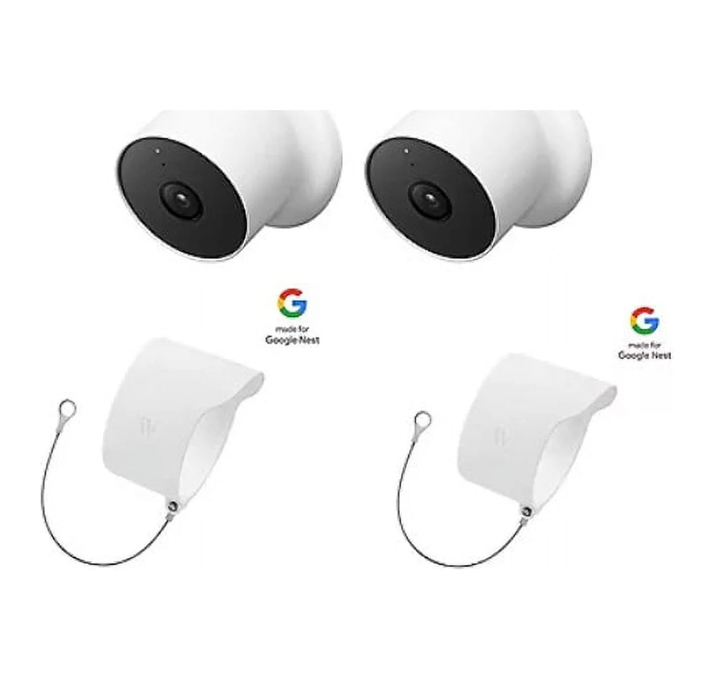 Restored Google Nest Camera 2pk with BONUSize Anti-Theft Mount 2pk (Refurbished)