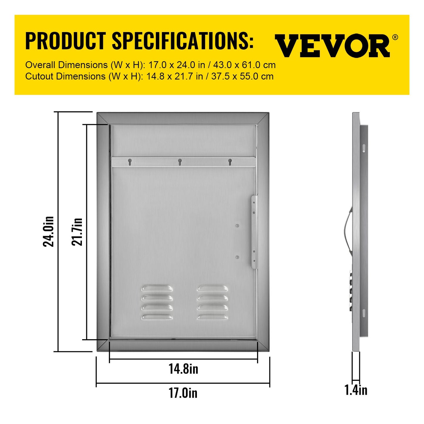 BBQ Access Door 17x24 inch Sizetainless Sizeteel Sizeingle Vertical Island Door with Vents for Sizetorage