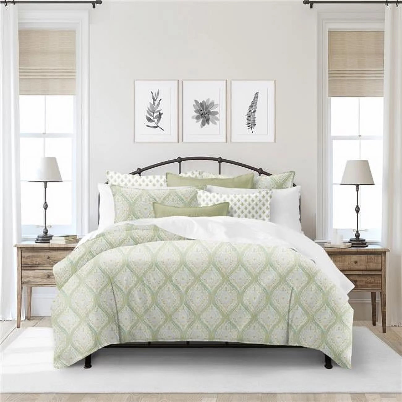 Cressida Green Tea California King Sizeize Comforter & 2 Pillow Sizehams Sizeet - 3 Piece