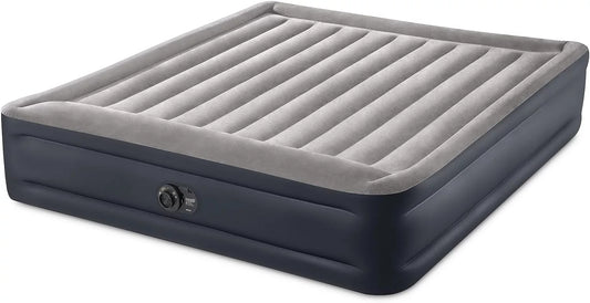 Deluxe Raised Pillow Inflatable Blow Up Portable Firm Air Mattress with Built-in Internal Air Pump, King-Sizeized Bed