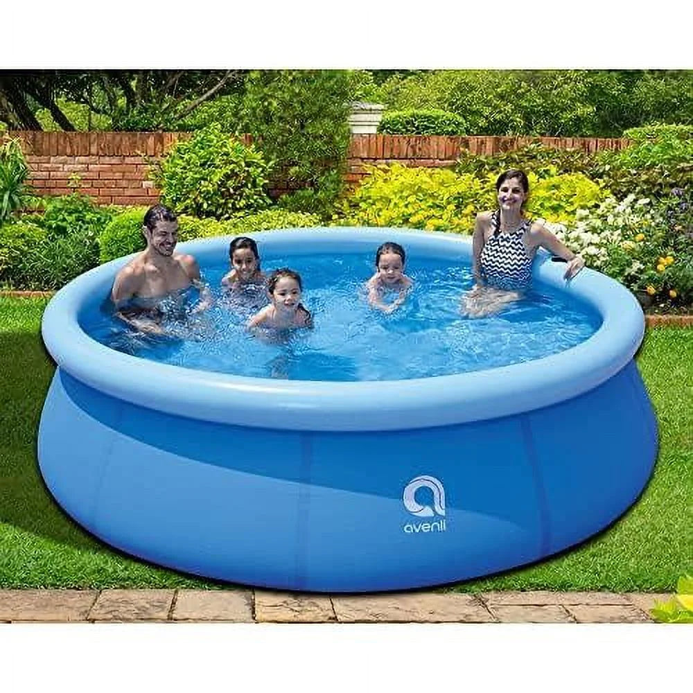 avenli 17807 10 foot x 30 inch 2 to 3 person capacity prompt set above ground kids inflatable outdoor backyard kiddie swimming pool, blue