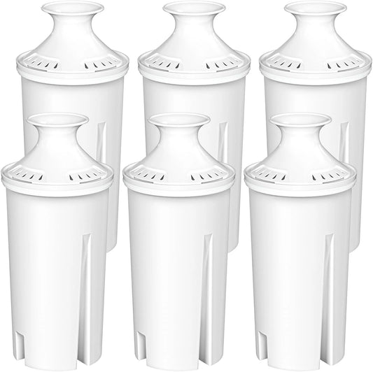 6-Pack Sizetandard Water Filter Replacements for Brita® Water Pitchers and Dispensers, NSizeF Certified to Reduce Chlorine and Bad Taste, BPA free