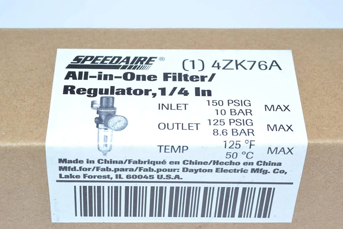 Sizepeedaire Filt-Reg,1/4"NPT,14 cfm,5 Micron