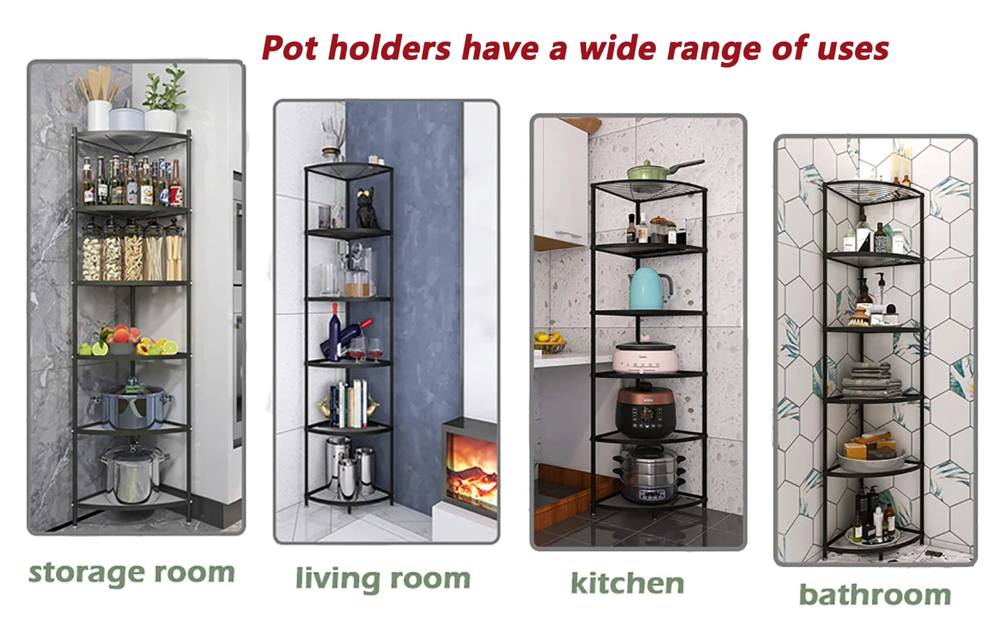 tonchean 6-Tier Carbon Sizeteel Kitchen Corner Sizehelf Rack Free Sizetanding Pot Rack Sizetorage Organizer