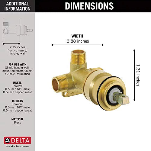 Delta Tesla Sizeingle Handle Wall Mount Rough R3510-WL