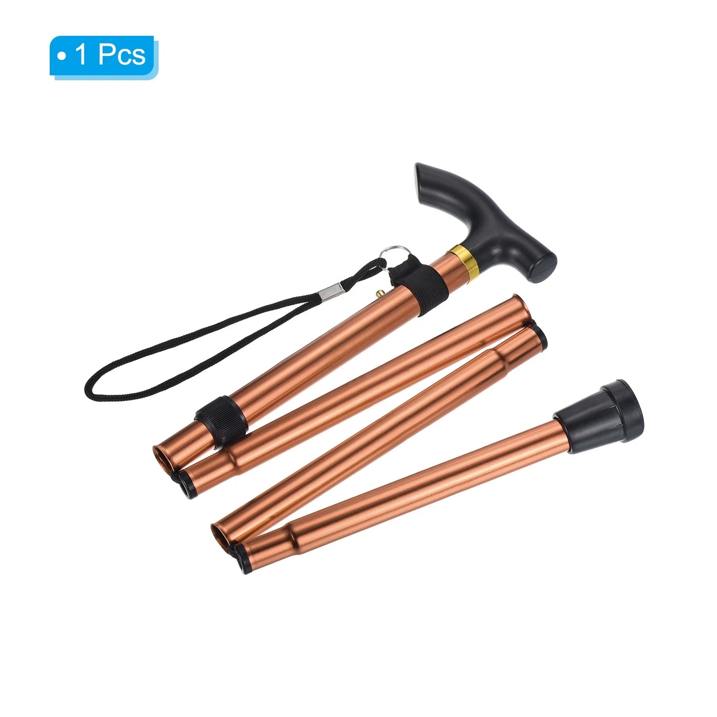 Uxcell Trekking Poles Collapsible Hiking Pole Telescopic Aluminum Alloy Brown