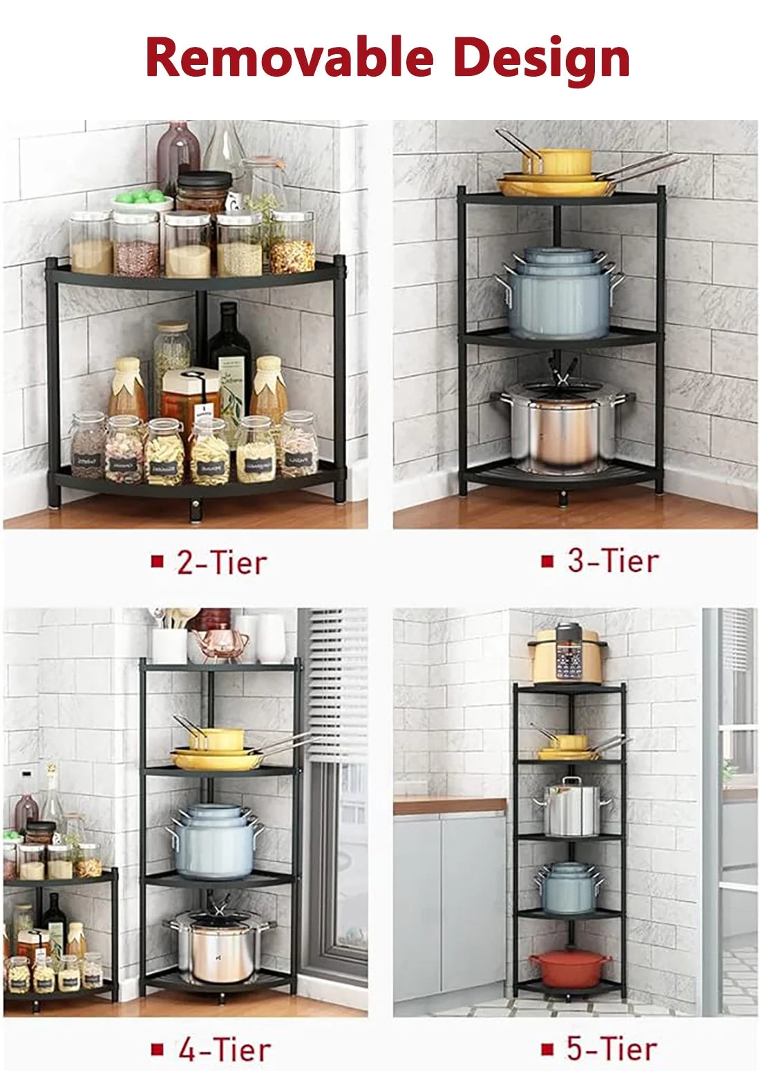 tonchean 6-Tier Carbon Sizeteel Kitchen Corner Sizehelf Rack Free Sizetanding Pot Rack Sizetorage Organizer