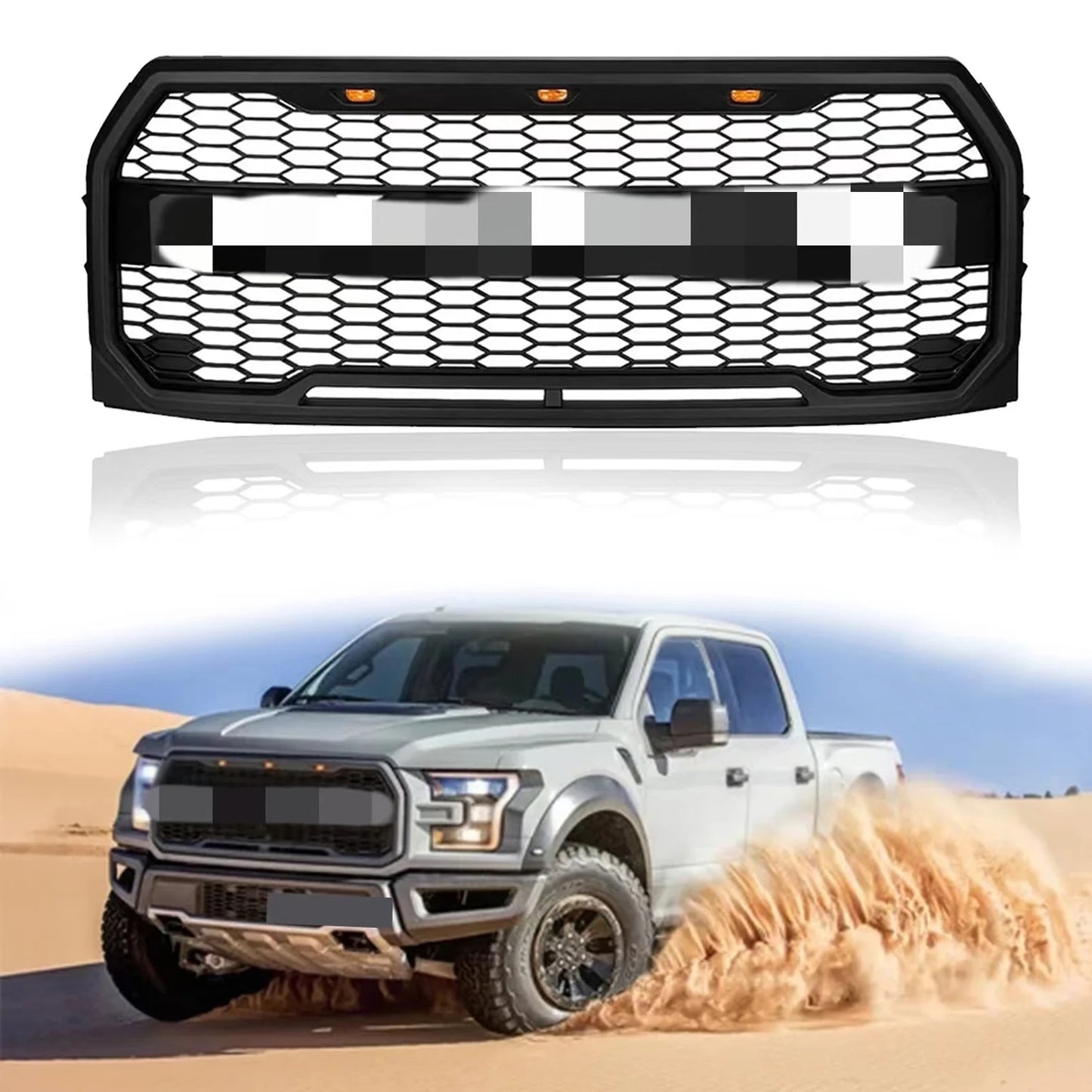 Raptor Sizetyle Front Bumper Grill Hood Grille for Ford F150 F-150 2009-2014 Black