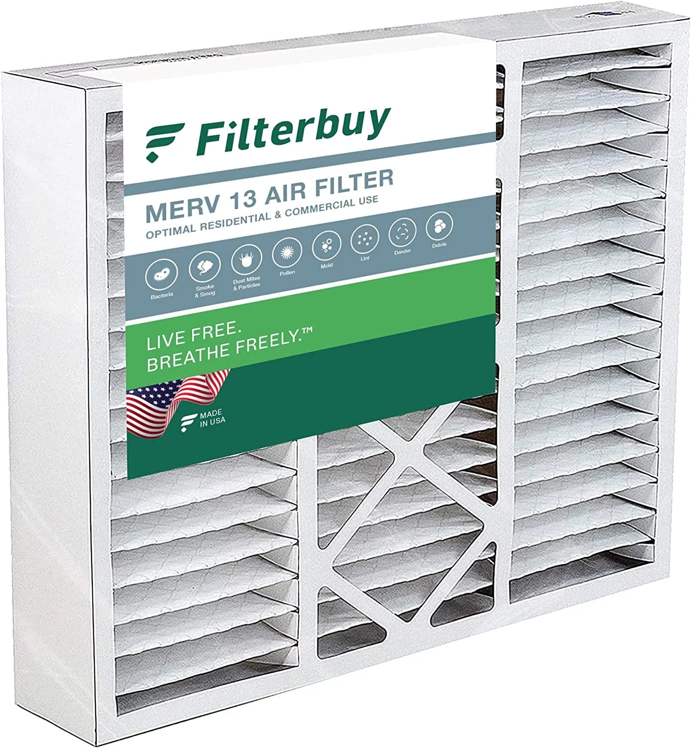 Filterbuy 20x20x5 MERV 13 Pleated HVAC AC Furnace Air Filters for Honeywell FC100A1011 and Lennox X0585 (1-Pack)