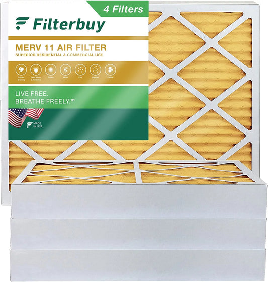 Filterbuy 12x18x4 MERV 11 Pleated HVAC AC Furnace Air Filters (4-Pack)