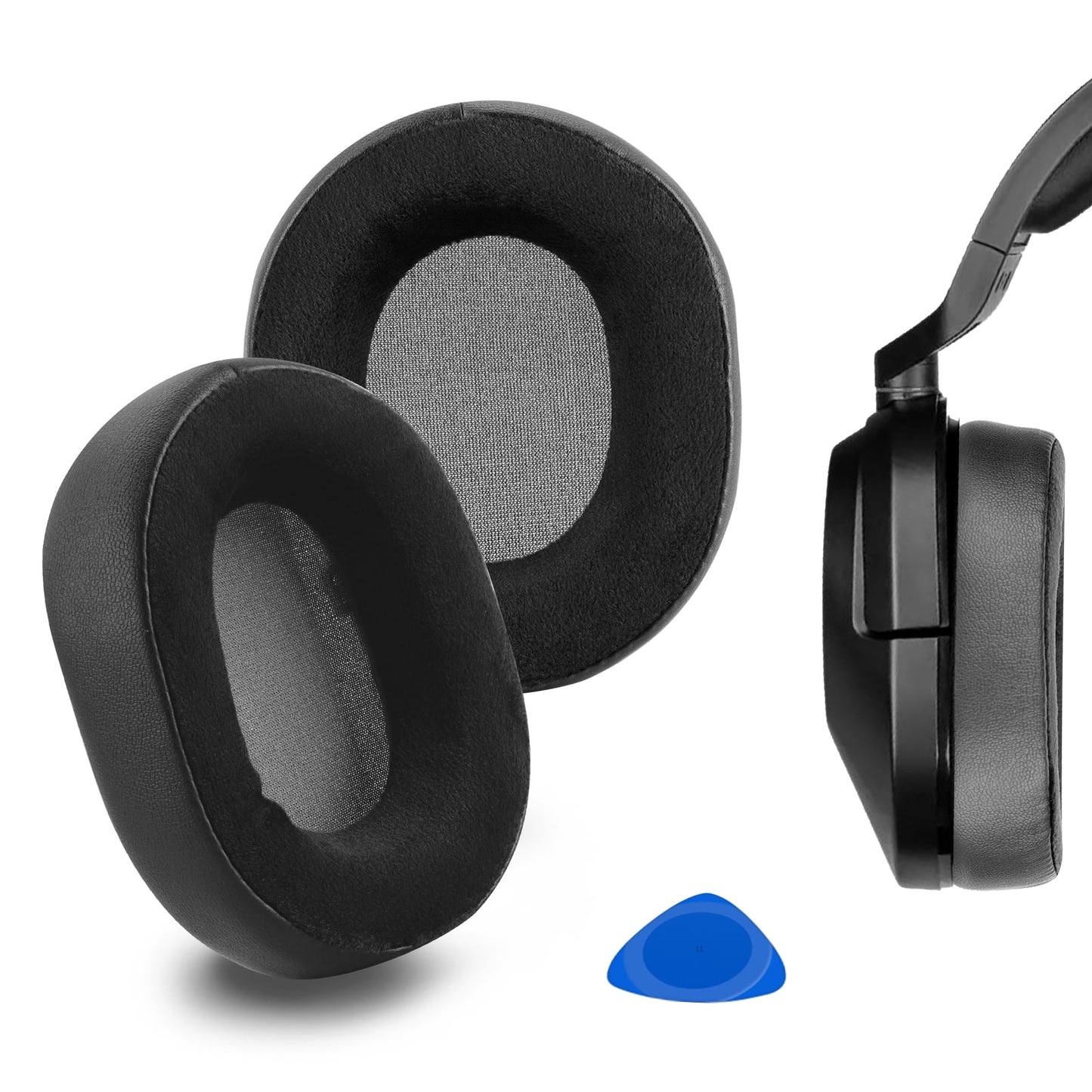 Geekria Comfort Hybrid Velour Replacement Ear Pads for Corsair HSize55, HSize65 Headphones Ear Pillows, Headset Earpads, Ear Cups Cover Repair Parts (Black)