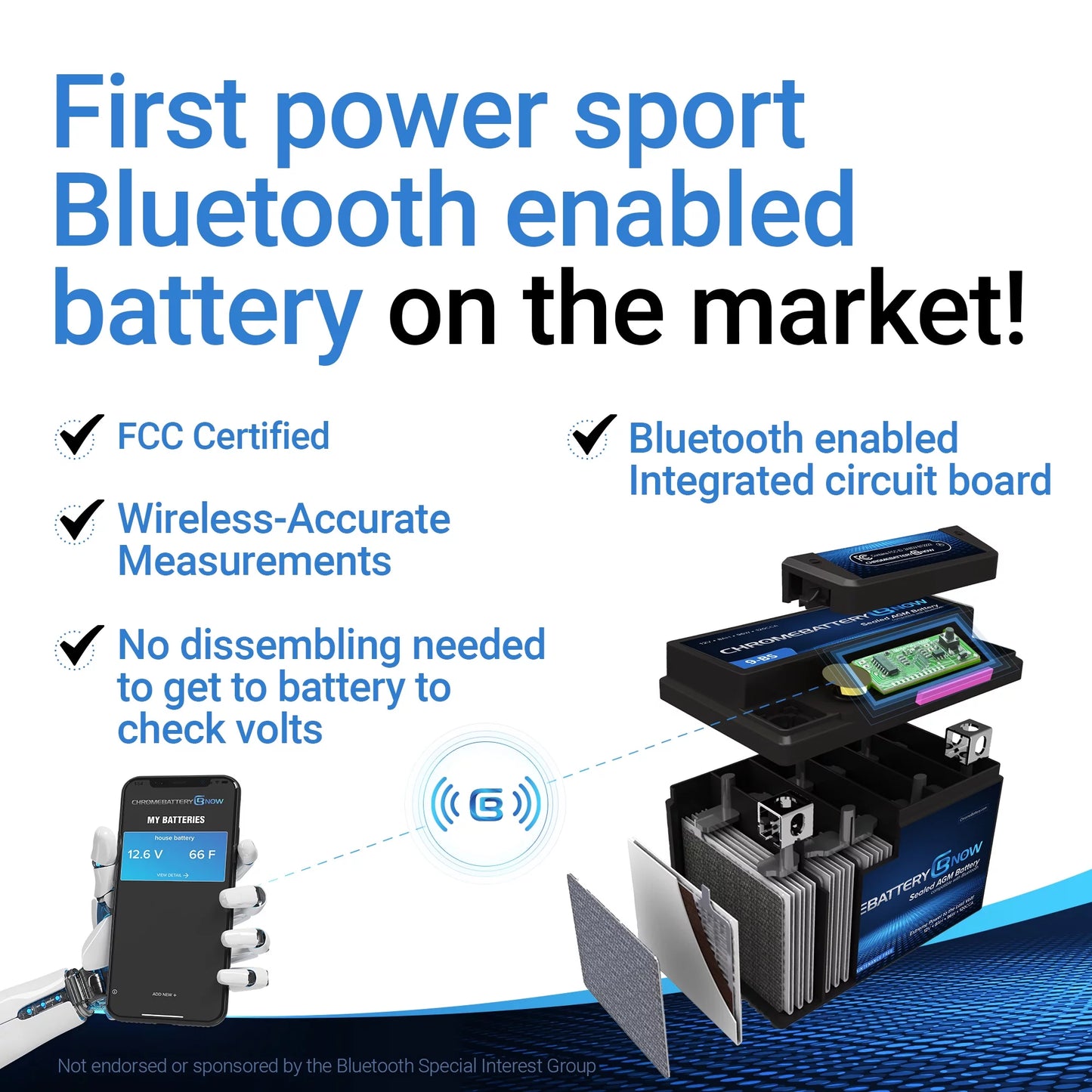 Chrome Battery Now Ytx20l-bs (20l-bs 12 Volt,18 Ah, 270 Cca) Intelligent Wireless Sizemartphone Connectivity AGM Battery for Personal Watercraft - Brp (sea-doo) 900 Gti 90 Years (2018 - 2020)