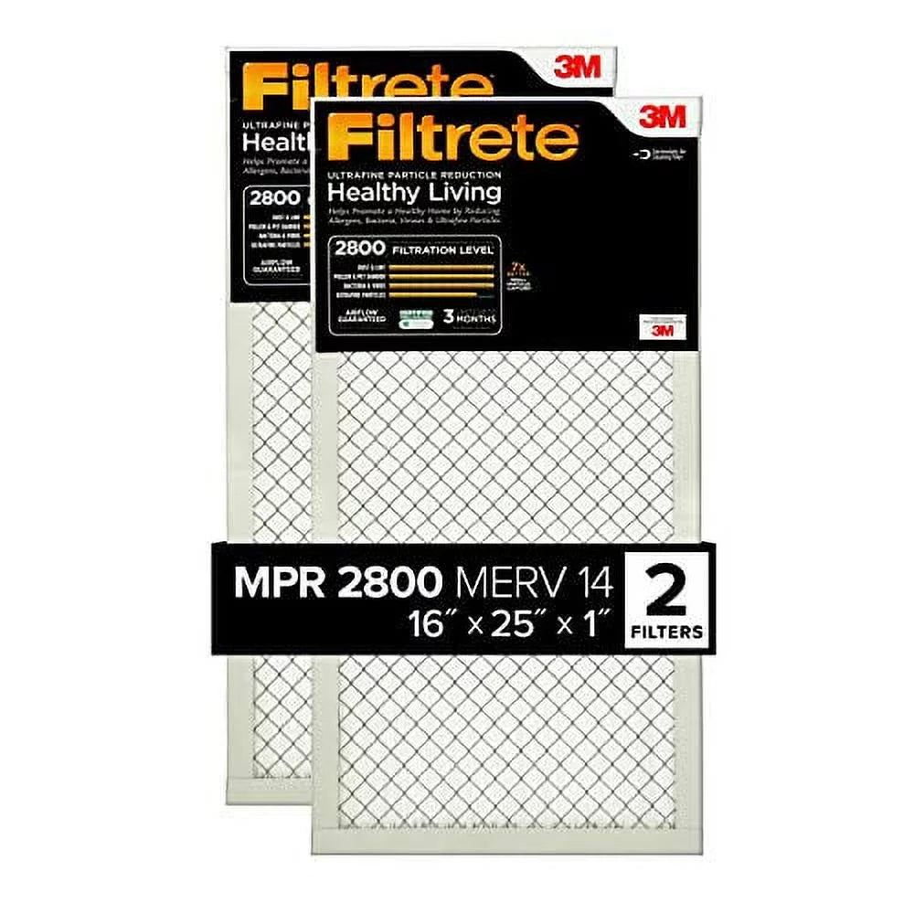 Filtrate Ultrafine Particle Reduction AC Furnace Air Filter, MPR 2800, 16 x 25 x 1-Inches, 2-Pack