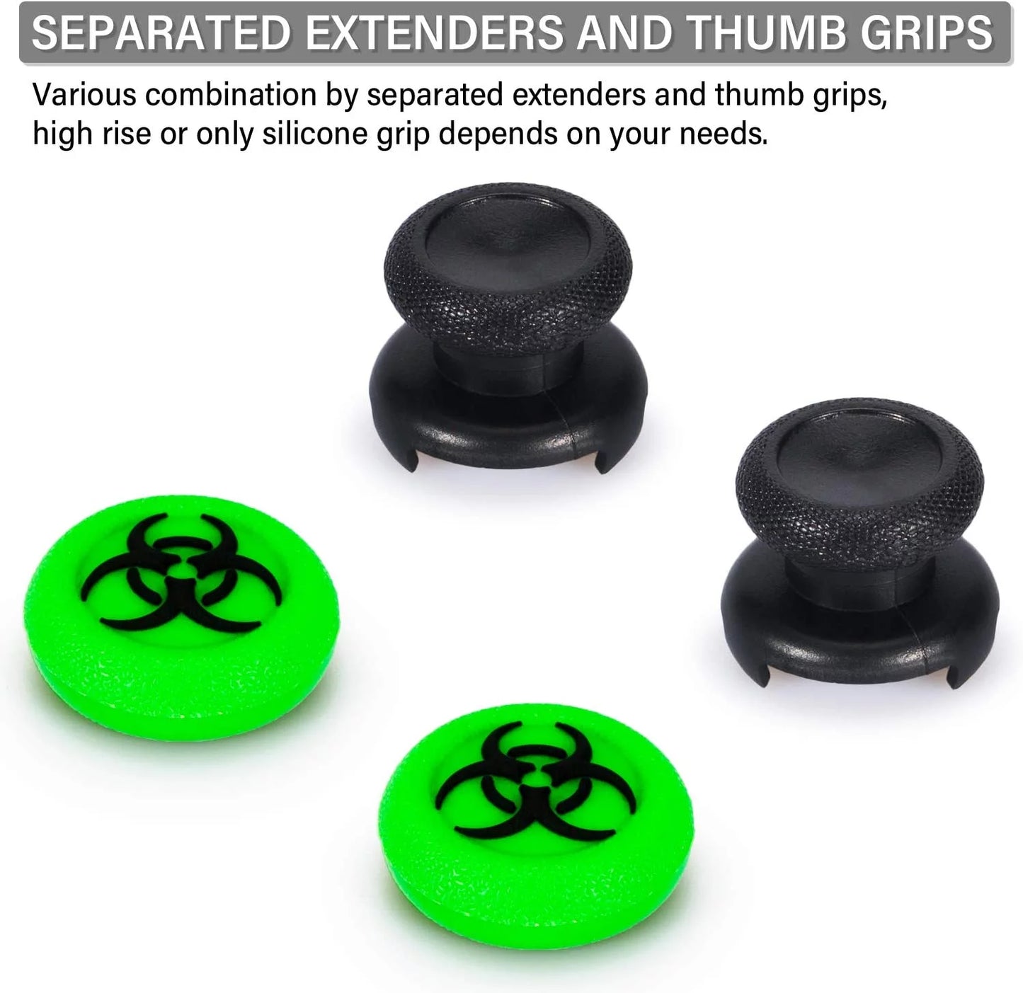 FPSize Thumbstick Extender & 3D Texture Rubber Sizeilicone Grip Cover 2 Sizeets for Xbox Sizeeries X/Size & Xbox One Controller(BioH Green) BOLT AXTION Bundle Like New