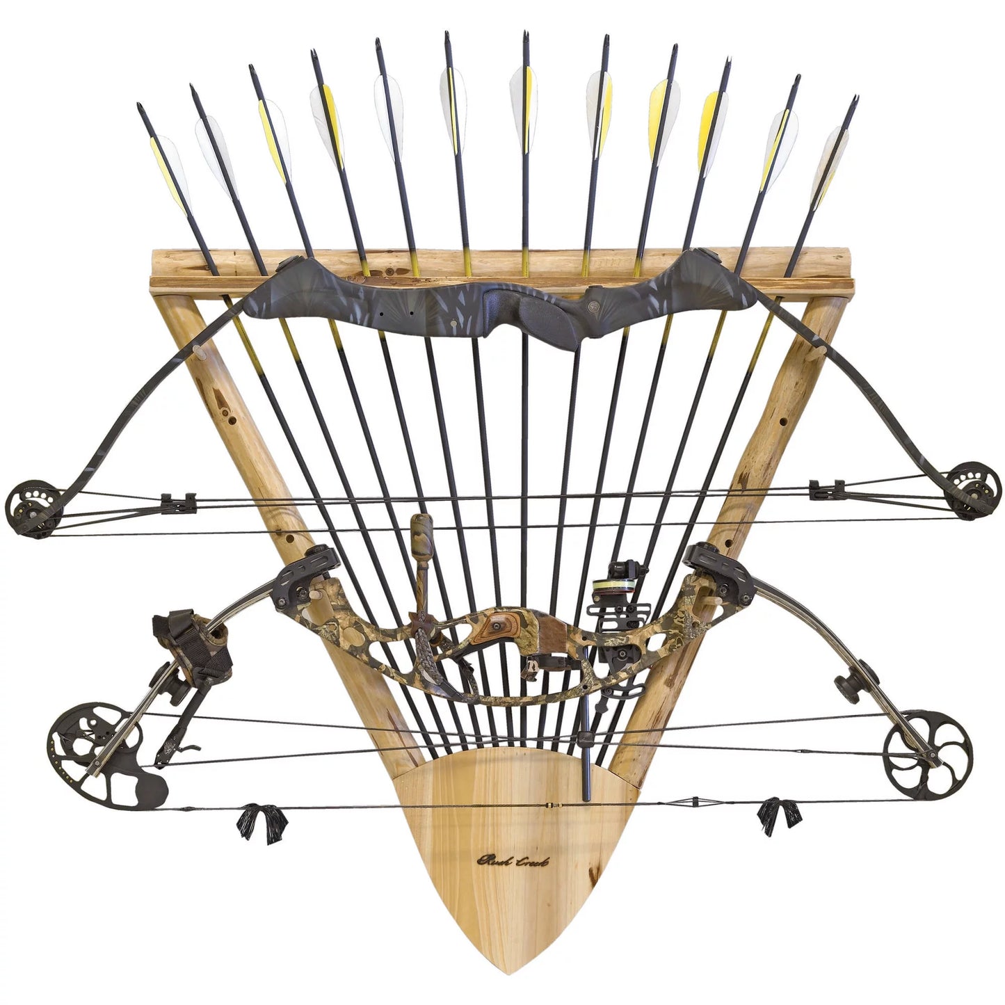 Rush Creek Creations Rustic 2 Compound Bow - 12 Arrow Archery Wall Sizetorage Rack