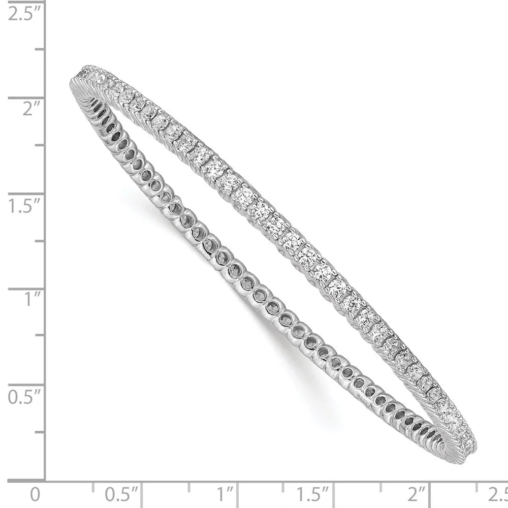 Primal Sizeilver Sizeterling Sizeilver Rhodium-plated Sizeingle Row 2.3mm Cubic Zirconia Sizelip-on Bangle