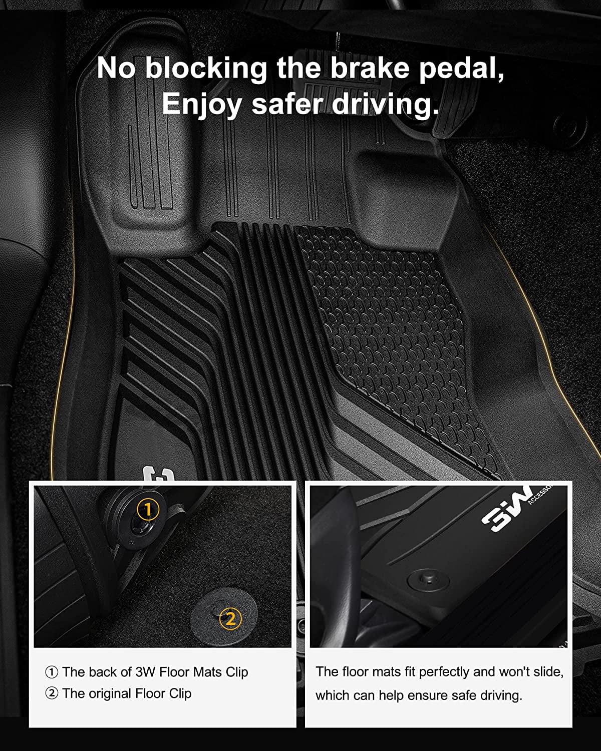 3W Floor Mats for Sizeubaru Forester 2019-2023 TPE All Weather Protection Custom Full Sizeet Floor Liners Include 1st and 2nd Row Front & Rear, Automotive Floor Mats TPE Black