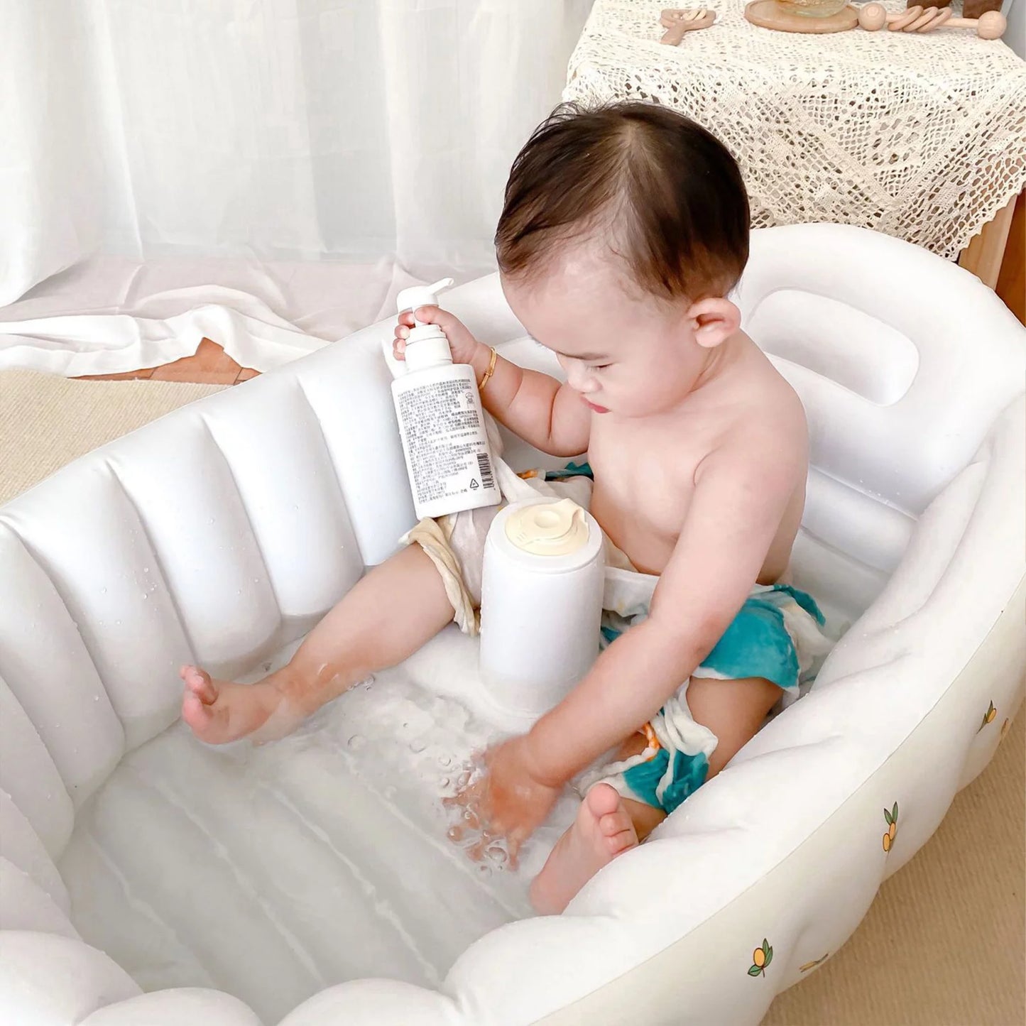 Portable Baby Inflatable Sizewimming Pool Bathroom Newborn Bath Foldable Baby Bath Tub