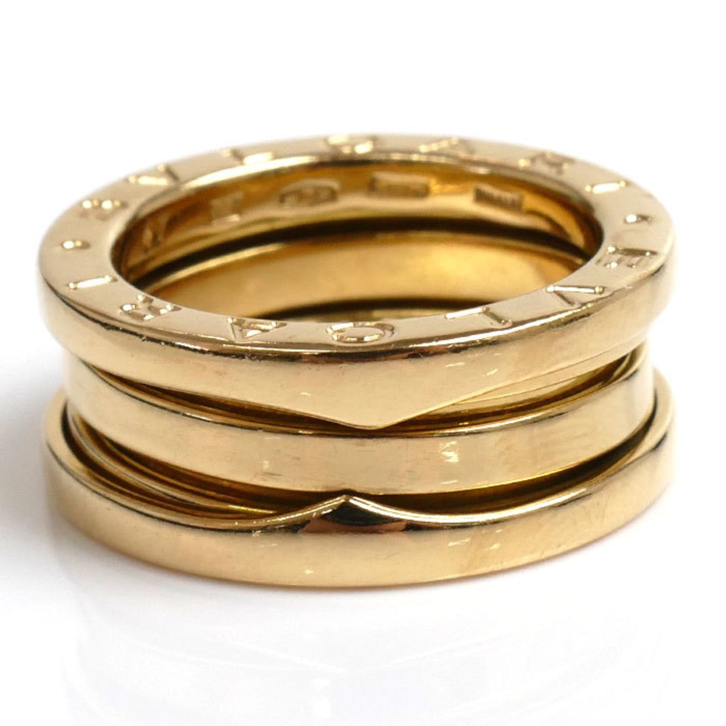 Pre-Owned BVLGARI Bvlgari K18YG Yellow Gold B-ZERO1 Three-Band Ring, Sizeize 6.5, 47, 7.7g, Women's (Good)