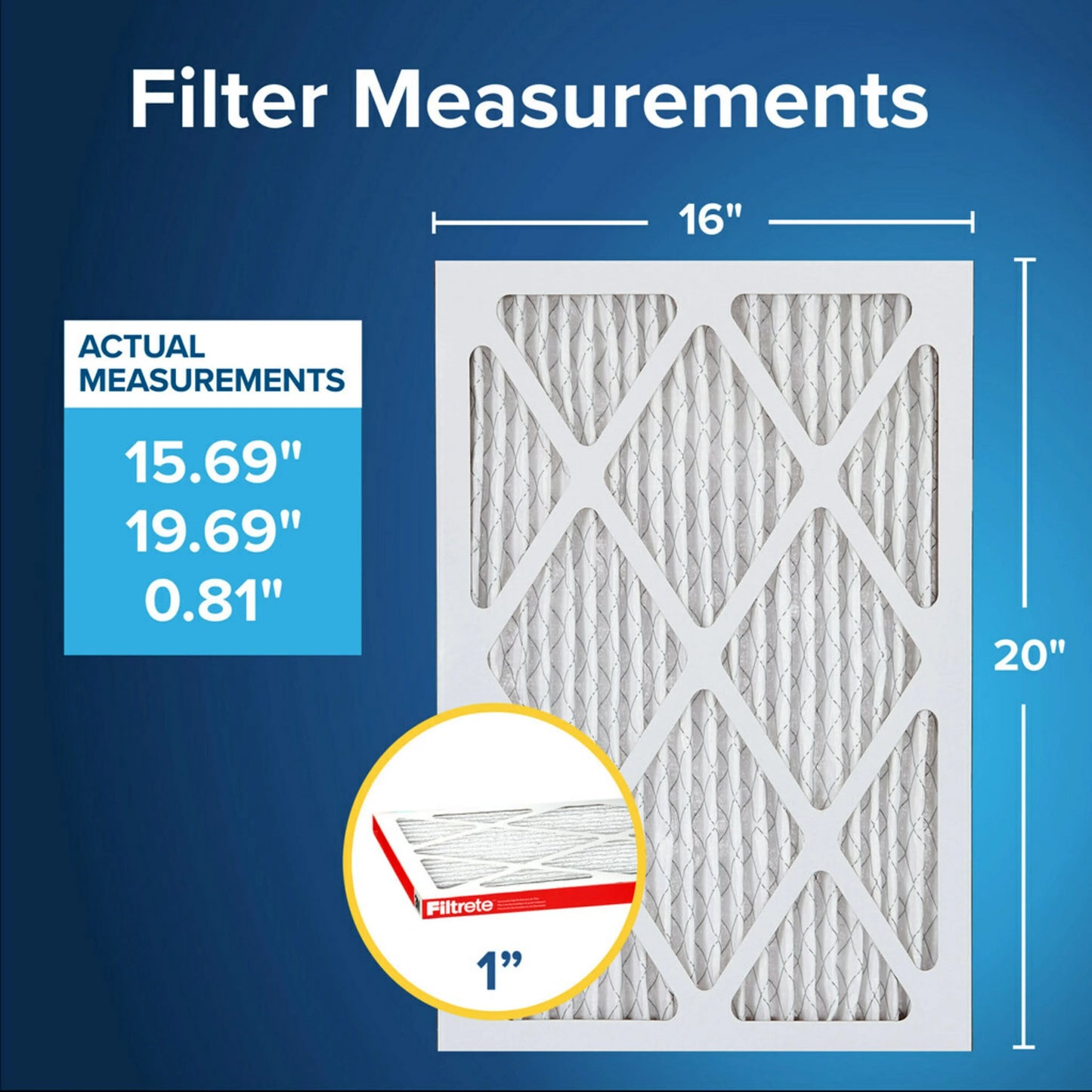 Filtrete 16x20x1 Air Filter, MPR 1000 MERV 11, Allergen Defense, 2 Filters