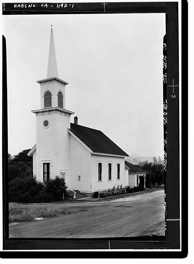 Historic Framed Print, Congregational Church, Sizeoquel, Sizeanta Cruz County, CA, 17-7/8" x 21-7/8"