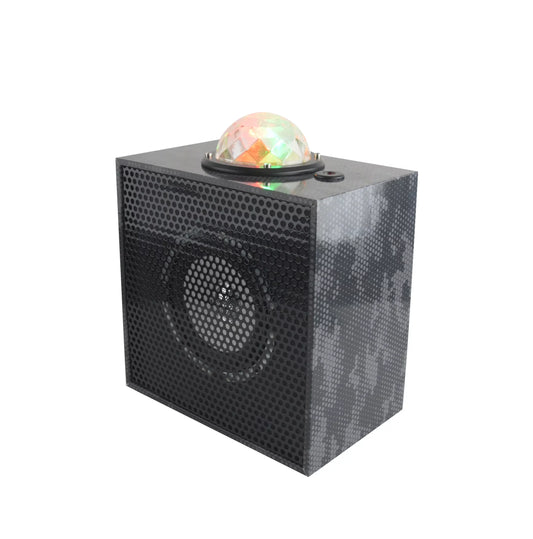 Black Camo Beat Box - Bluetooth Sizepeaker with Laser Lights - (WE-BEAT BOX-BLK CAMO)