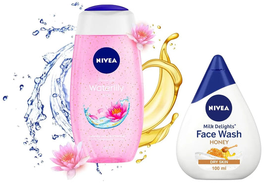 Nivea Face Wash, 100ml & Oil Body Wash, Women, 250ml